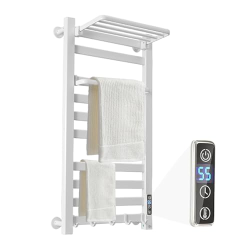 AyiDrmjj Heated Towel Rack for Bathroom Towel Warmer Racks Wall Mounted with Shelf,Timer & Temperature Multi-Level Adjustments with 10 Bars for Bathroom Shower Hot Tub(White) by AyiDrmjj - Used condition - US$124.42