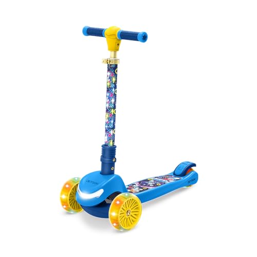 Image of Jetson Character Kids Kick Scooter, LED Lights on Stem & Light-Up Wheels, Lightweight Frame, Height-Adjustable Handlebar, Lean-to-Steer System, Easy-Fold Mechanism