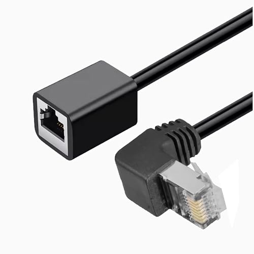 Bolwins L52S 50cm RJ45 Netzwerkkabel Verl&auml;ngerung mit 90&deg; Winkelstecker &ndash; Abgewinkeltes Ethernet Kabel f&uuml;r Enge R&auml;ume &ndash; Geschirmt &ndash; Kompatibel mit Router Switch Modem PC TV &ndash; Plug & Play