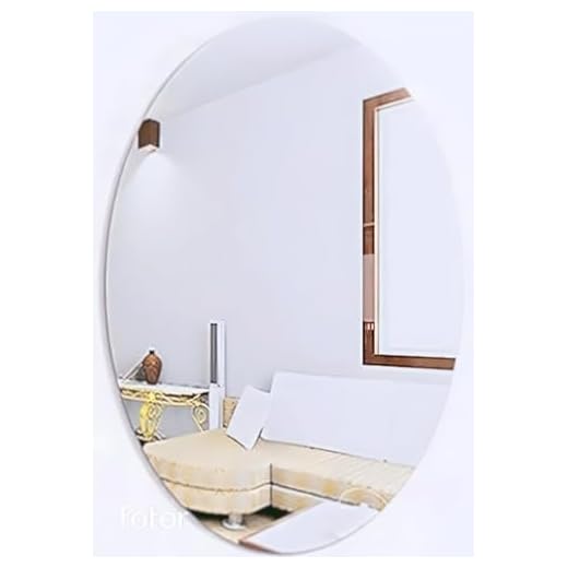 Ozat Oval Shape Adhesive Mirror Sticker for Wall on Tiles Bathroom Bedroom Living Room Basin Mirror Bathroom Wall Mirror Sticker Unbreakable Plastic Wall Mirror (30 * 20)