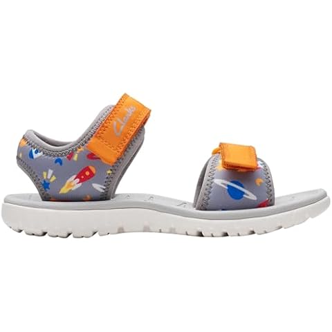 Clarks Boys Surfing Tide K Sandal in Grey Orange Cover