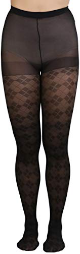 Image of ToBeInStyle Women's Argyle Checkered Diamond Rhombus Net Opaque Sheer Tights Pantyhose