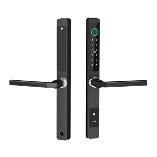 TTLock APP IP65 Waterproof Smart Fingerprint Password RFID Lock For Push Pull Sliding Door(Black A TTLock 8545)