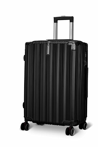 Image of Maleta Nova Trolley Bag Check-in Medium | 65 cms, 8 Spinner Wheels | Hardside,Premium Material |TSA Lock, Medium Size Trolley Bags for Luggage| Travel Bag |(Black, Check-in Medium)