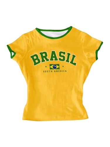 Image of RoseSeek Girl's Floral Graphic Crop Tops Tees Short Sleeve Crewneck Cute Slim Fit T Shirt Summer Tops