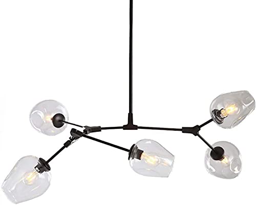 Lustre de plafond gris 5 têtes pour illuminer vos repas en salle à manger moderne