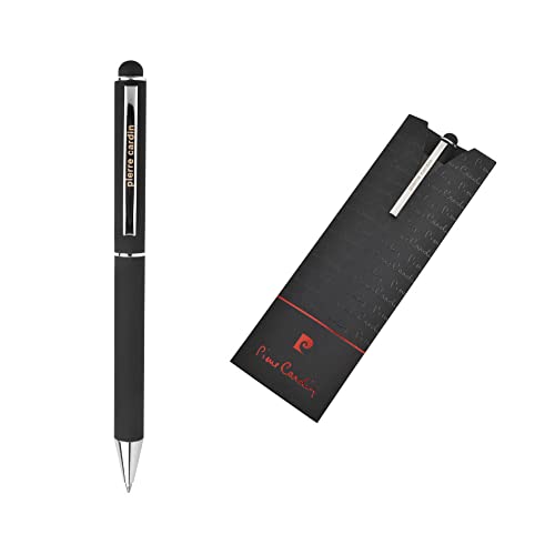 Pierre Cardin® CLAUDIE TouchPen Kugelschreiber mit Gravur | Premium Stift Etui | blaue Mine | edel | personalisiertes Geschenk | Namen | graviert | Jahrestag | Geburtstag (Schwarz)