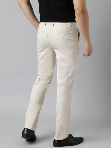 Image of SUBTRACT Men 4 Way Stretch Wrinkle Free Slim Fit Formal Trouser in with 2 Inch Flexible Waistband | Men's Trousers for Office Or Party