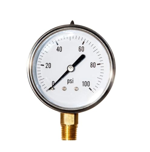 Manomètre 0-100 PSI à bain d'huile cadran 2,5 pouces boîtier inox raccord 1/4 NPT
