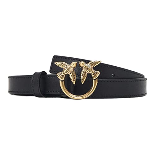 Pinko Love Berry Simply H2 Belt Tornillo Cinturón, Z99q_Negro-Antiguo Gold, XS para Mujer