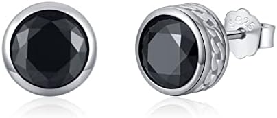 Black Earrings 925 Sterling Silver Black Stud Earrings Hypoallergenic Small Punk Gothic Earrings Black Jewellery Gifts for Men Women