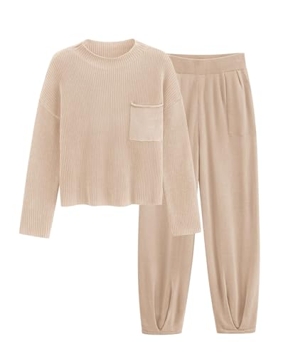 PRETTYGARDEN Two Piece Sets for Women 2025 Pullover Sweater High Waisted Sweatpants Tracksuit Lounge Set Fall Winter Outfits