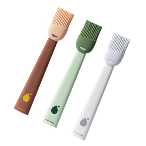 Yardwe 3Pcs Silicone Basting Brush Bbq Grilling Baking Brush Food Grade Silicone for Oil Butter Marinade Application Comfortable Grip