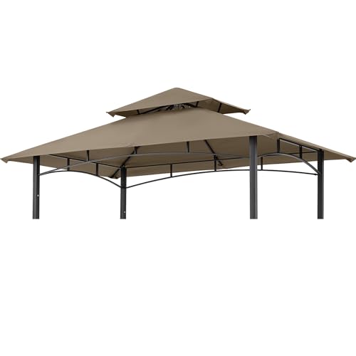 ABCCANOPY Grill Gazebo Canopy Replacement - 5x8 Double Tiered BBQ Canopy Top Cover for L-GG001PST-F, Outdoor Grill Tent Roof (Khaki)