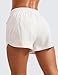 CRZ YOGA Women's High Waisted Running Shorts Mesh Liner - 3'' Dolphin Quick Dry Athletic Gym Track Workout Shorts Zip Pocket Milky White (Bone) Small