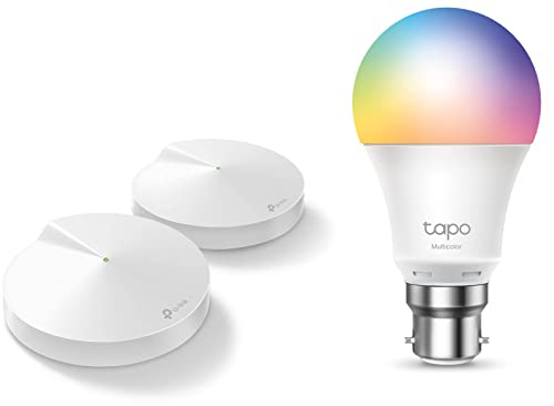 Image of TP-link Deco M9 Plus (2-Pack) Tri-Band WiFi Mesh AC2200 Smart Router and Free Color tp-link Tapo Smart WiFi Bulb Tapo L530B 8.7W