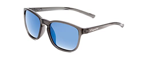 Coyote Rambler Mens Square Polarized Sunglasses in Crystal Grey/Blue Mirror 53mm