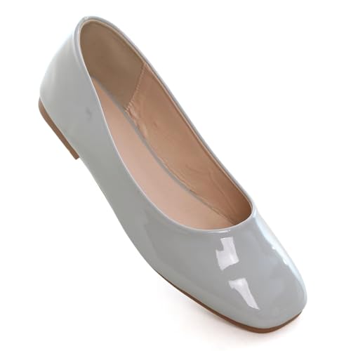 Image of ChaiRong Zhou Women Square Toe Ballets Flats Comfort Slip On Walking Shoes for Driving