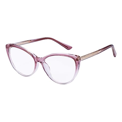 OKH Pink Oversized Cat Eye Blue Light Blocking Glasses Anti Eyestrain Reading Glasses for Women to Look Stylish with High Vision - Comfortable for All Face Shape Women Readers 2.5