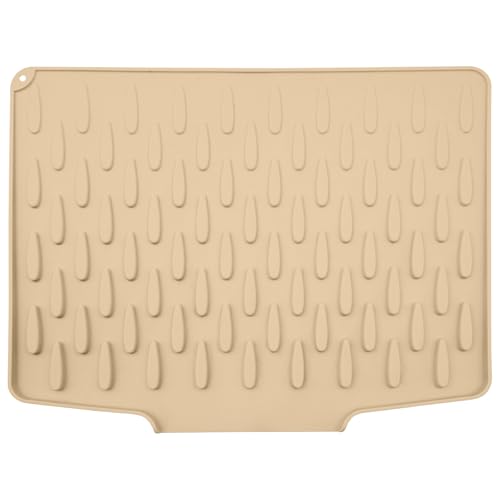 Silicone Dish Drying Mat 40x32.5cm Draining Board Mats Sink Drainer Mat Bowl Drying Coaster Collapsible Fast Drying Non-Slip Heat Resistant Drain Mat for Kitchen Counter Sink (Beige Yellow-40*32.5cm)