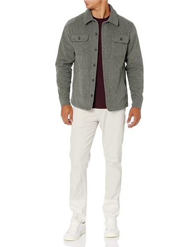 Amazon Essentials Herren Langärmlige Polarfleece-Hemdjacke Für Den Winter, Dunkelgrau Meliert, M