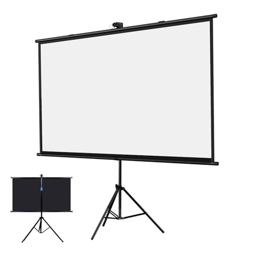 IROEJT Écran de Projection Portable sur trépied, Format 4:3/16:9, 4K HD, pour Home cinéma en extérieur, Camping, Montage Mural ou sur Pied (ST-16:09-60).，16:09 60