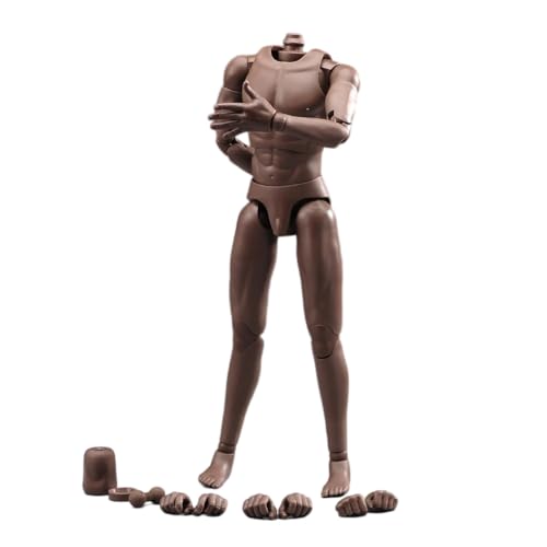 Fremego 1/6 Scale Male Body,12inch Joints Flexible Muscle Male Soldier Action Figure Body Artistic Human Body Miniature Figure Doll (Black Skin)