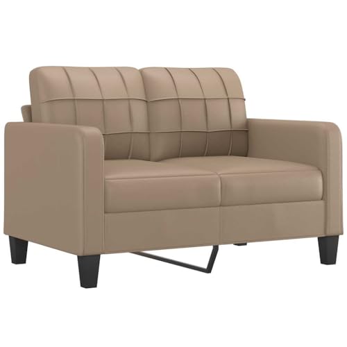 QJBSAVVA Canapé 2 places 120 cm de large d'assise en cuir synthétique marron cappuccino Canapé design moderne avec structure en métal et rembourrage pour...