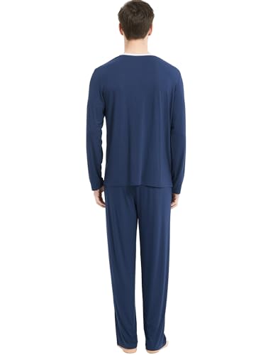GYS Men's Bamboo Viscose Pajamas Set Lightweight Sleepwear Long-Sleeved Sleep Shirt and Long Pants Pjs Lounge Sets2