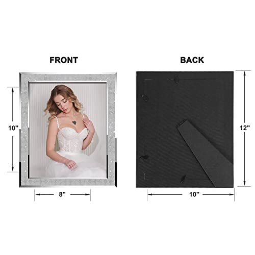 Iziddo 8X10 Sparkle Picture Frame Pack Of 2, Elegant Crystal Silver Glitter Mirror Glass Photo Frames, Gift Picture Frame (8 X 10) #TOP5