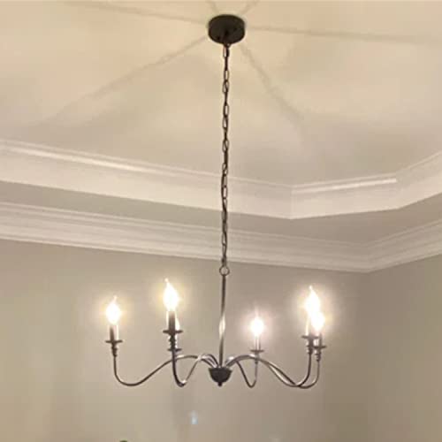 Image of 6-Light Farmhouse Chandelier, Industrial Ceiling Pendant Black Iron Chandeliers, Rustic Industrial Candle Chandelier for Dining Room, Living Room, Kitchen, Bedroom, Foyer