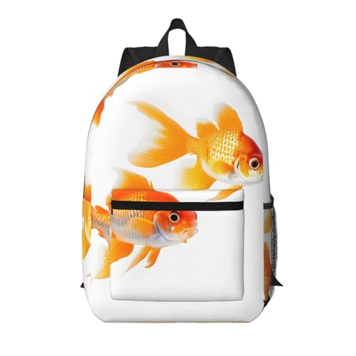 Mochila escolar ligera de peces dorados para universidad y viajes cortos