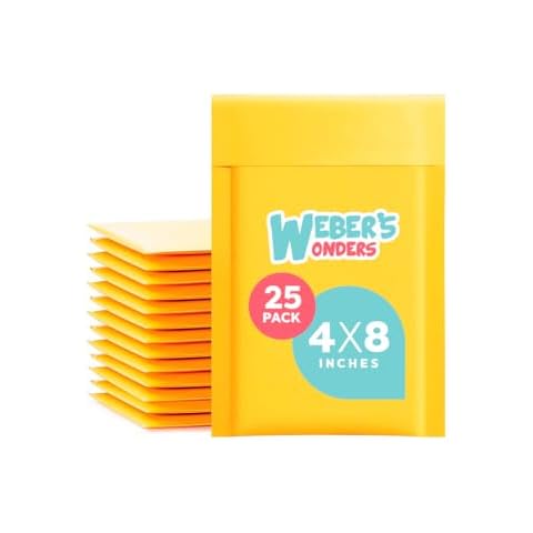 Weber’s Wonders Kraft Bubble Mailers 0000 Pack 0 inch x 00 inch Bulk Padded Shipping Envelopes Self Sealing Cushioned Bags - Industrial Shipment Packages for Business (4 x 8 Inches, 10, Pack) Cover