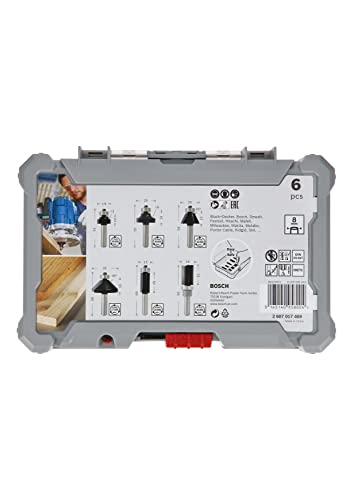 Bosch Professional 6 pcs. Trim & Edging Router Bit Set (for Wood, Ø 8 mm Shank, Accessory Router)