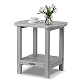 RXOLIOTN Outdoor Morden Side Table, 16.6'' Patio Table Double Layer HDPE End Table, Outside Plastic