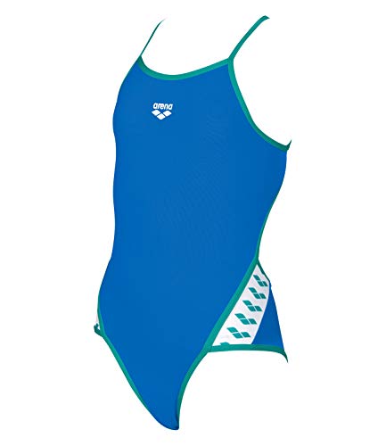 arena Kids Team Stripe Swimsuit Blue, maillot de bain enfant résistant au chlore
