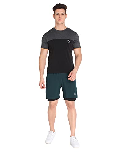 Image of CHKOKKO Double Layered Gym Shorts for Men Workout | Compression Inner Layer with Pockets Across Inner Outer and Back | Dry Fit Sports Athletic wear for Running Jogging or Training