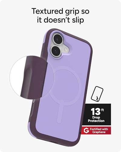 Image of ZAGG Sedona Snap Case for iPhone 17 - Purple Dusty Grape, Drop Protection (13ft /4m), Graphene-Reinforced Multi-Layer Protection, MagSafe Phone Case with Impact-Absorbing Bumpers, Slim