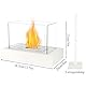JHY DESIGN Rechteckiger Tisch-Feuerschalentopf mit Vierseitigem Glas 35 cm L Tragbarer Tischkamin Sauber Brennender Bio-Ethanol-Kamin für Innen Außenbereich Terrasse Partys Veranstaltungen (Weiß)