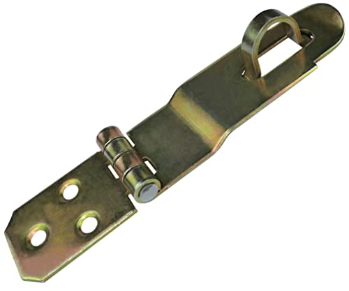 AERZETIX - C58786 - Cerniera di chiusura con occhiello a lucchetto 76x32x24.5x1.5mm - serratura chiavistello per porta, persiana, cantina, soffitta - in acciaio zincato giallo - chiusura per scatola