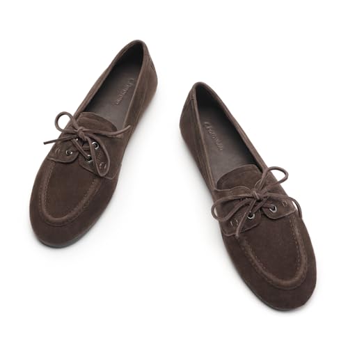 Image of C.Paravano Women Suede Leather Loafers Slip-ons Moccasin Boat Shoes Flats | Feels like a second skin, Soft, Comfortable, Lightweight, Easy to walk,Cushioned insole