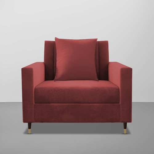Image of Casaliving Garcia 1 Seater Sofa Set for Living Room (Maroon Colour) Premium Fabric Sofa