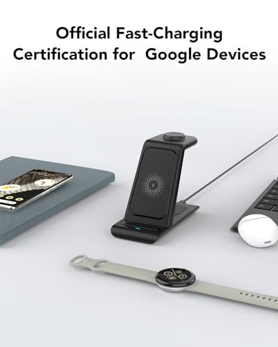 Image of Upgraded 3 in 1 Wireless Charger for Google Pixel Watch 3 /2, for Pixel 10 9 /Pro /Pro XL /Fold,Buds Pro 2 /Pro,Fitbit Versa 4 /3,Wireless Charging Station for Multiple Devices (Not for Google Watch 4 /1)
