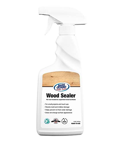 Rain Guard Water Sealers - Wood Sealer - Penetrating Water Repellent Protection for All Porous Wood Surfaces - Water-Based Silane/Siloxane Sealant - Clear Natural Finish - Ready to Use - 16oz Spray