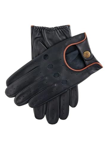 Dents Delta Leather Driving Gloves Large Navy Tan