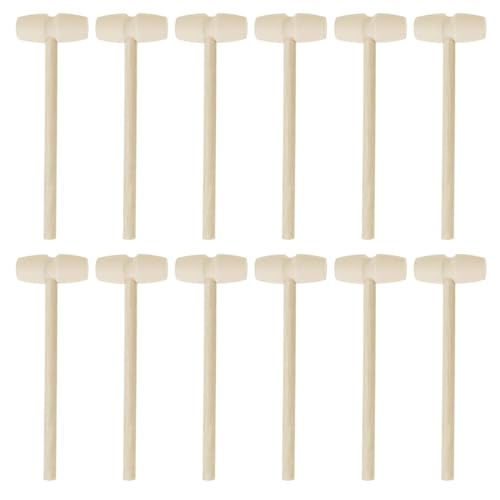 12Pcs Mini Wooden Hammers, Chocolate Dessert Hammer, Cake Smash Hammer Set,Pounding Seafood Mallet, Children Educational Toys