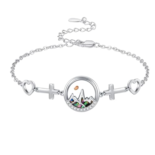 Sterling Silver Gold Plating Cross Bracelet for Women Mustard Seed Bracelet Hope Faith Confirmation Christian Jewelry Religious Gifts for Women Catholic