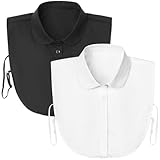 Kalkehay Detachable Dickey Collar Blouse for Women, Fake Half Shirts Faux False Collar for Girls Favors Round Collar, White & Black