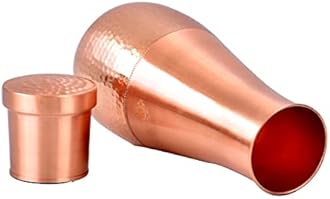 DSH Pure Copper Designer Bedroom Copper Pot,Jar,Bottle,Carafe Water Storage Purpose (Tulip Gray)