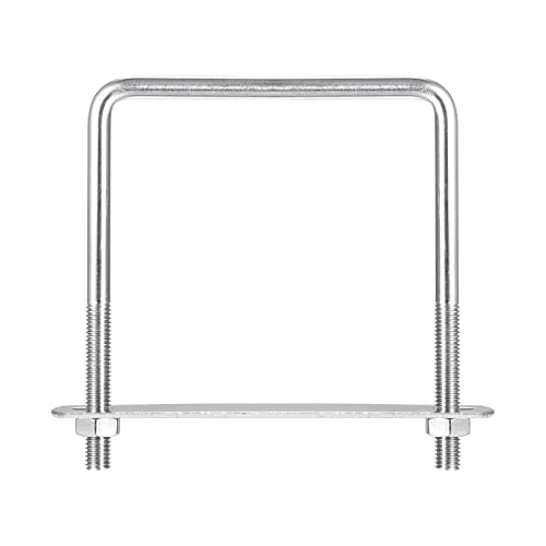 Image of uxcell Square U-Bolts, 97mm(3.82 /'') Inner Width 118mm Length M8 304 Stainless Steel U Clamp Bolt with Nuts and Plates, for Boat Trailer (a22110800ux0769)